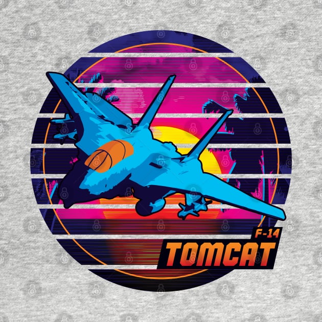 Neon Retro F-14 Tomcat by patrickkingart